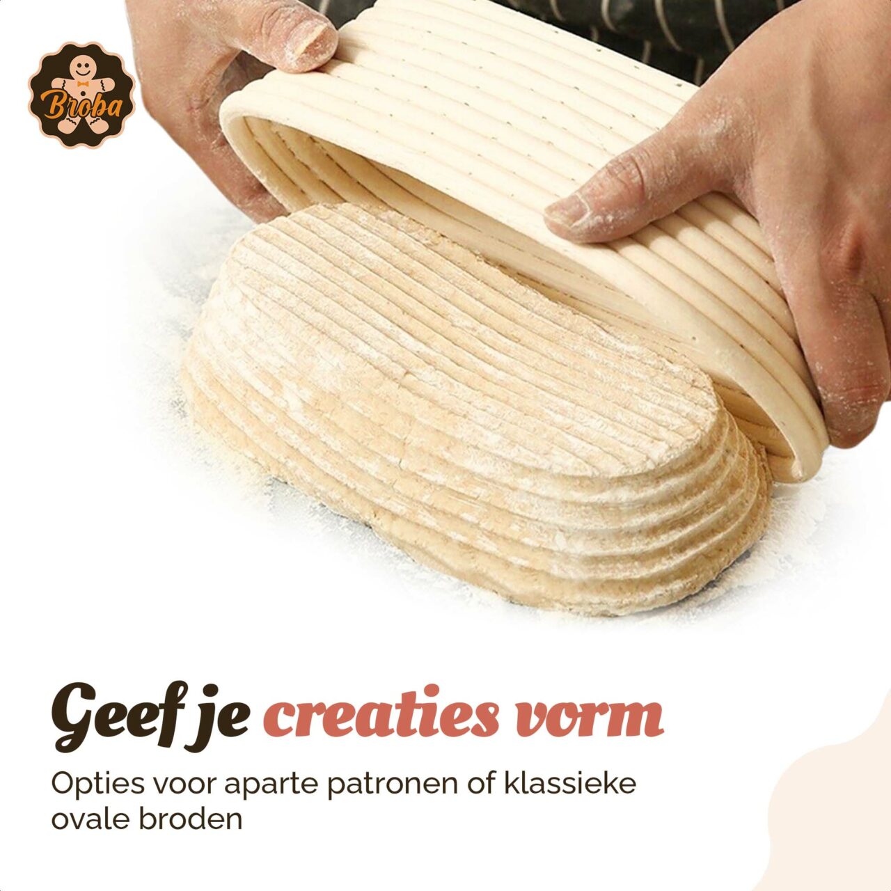 Rijsmandje - Ovaal Broodrijsmand - Duurzaam Rieten Mandje - 28 cm - Set met Borstel, Linnen Doek en Zakje