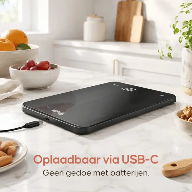 keukenweegschaal oplaadbaar (kopie) Zwarte digitale keukenweegschaal