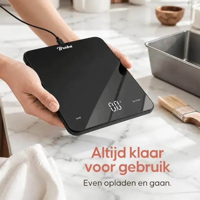 keukenweegschaal oplaadbaar (kopie) Zwarte digitale keukenweegschaal