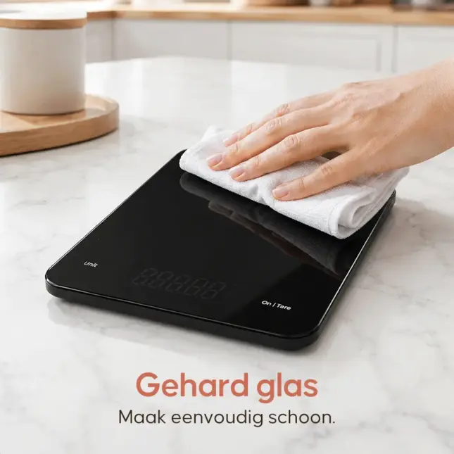 keukenweegschaal oplaadbaar (kopie) Hand cleans black kitchen scale