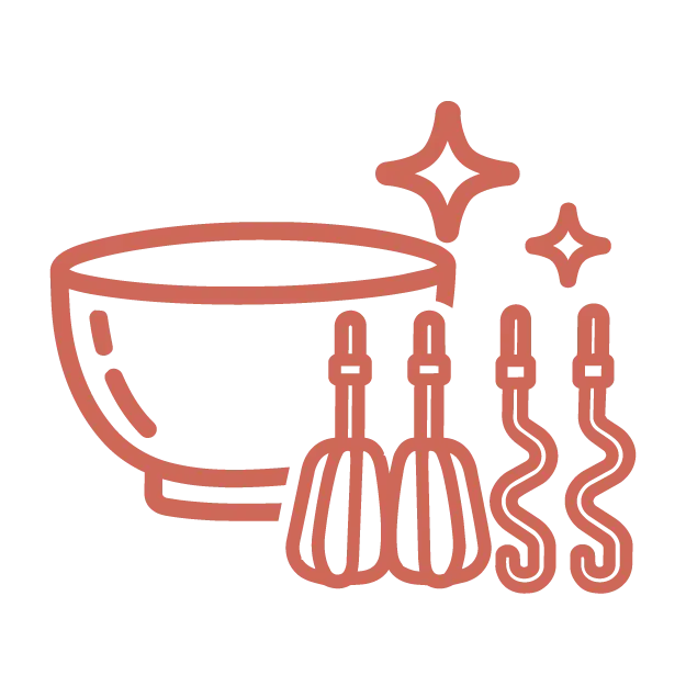Mixer, bowl and whisks