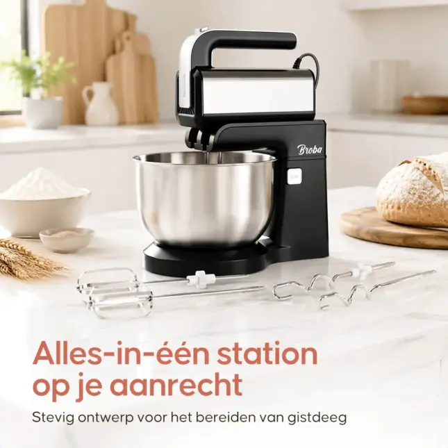 auto draft Keukenmixer met kom en toebehoren