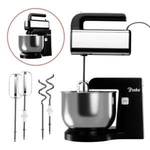 Zwarte keukenmachine met accessoires