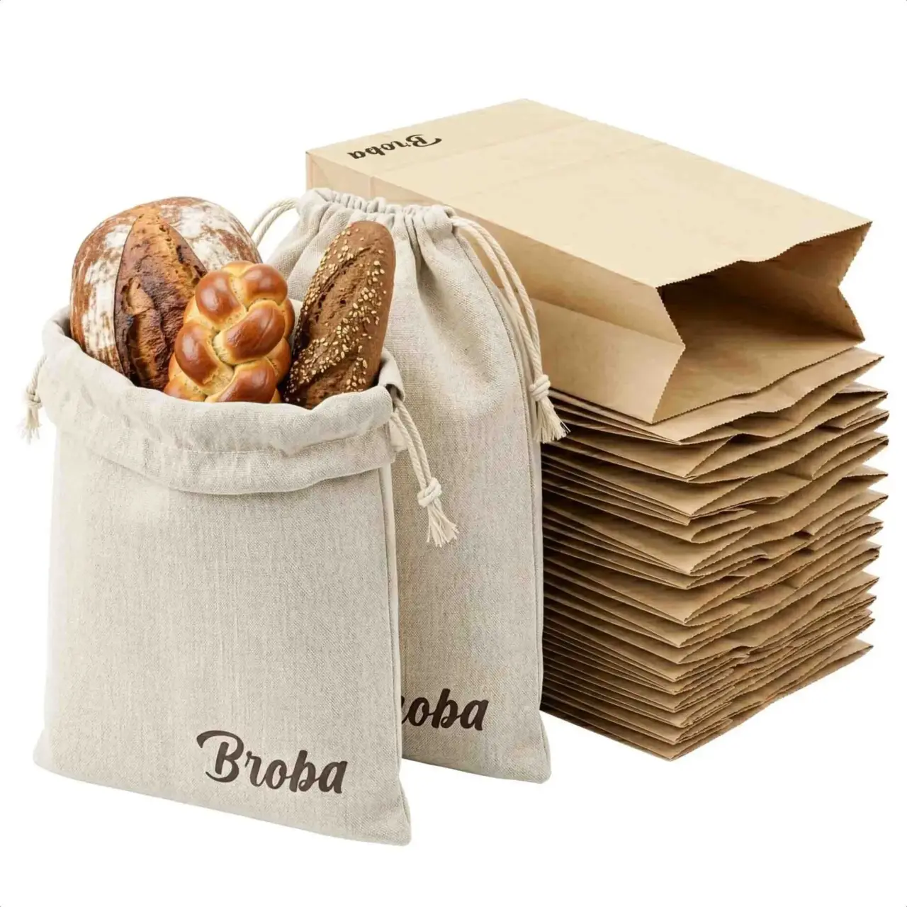 broodzak set linnen en papier