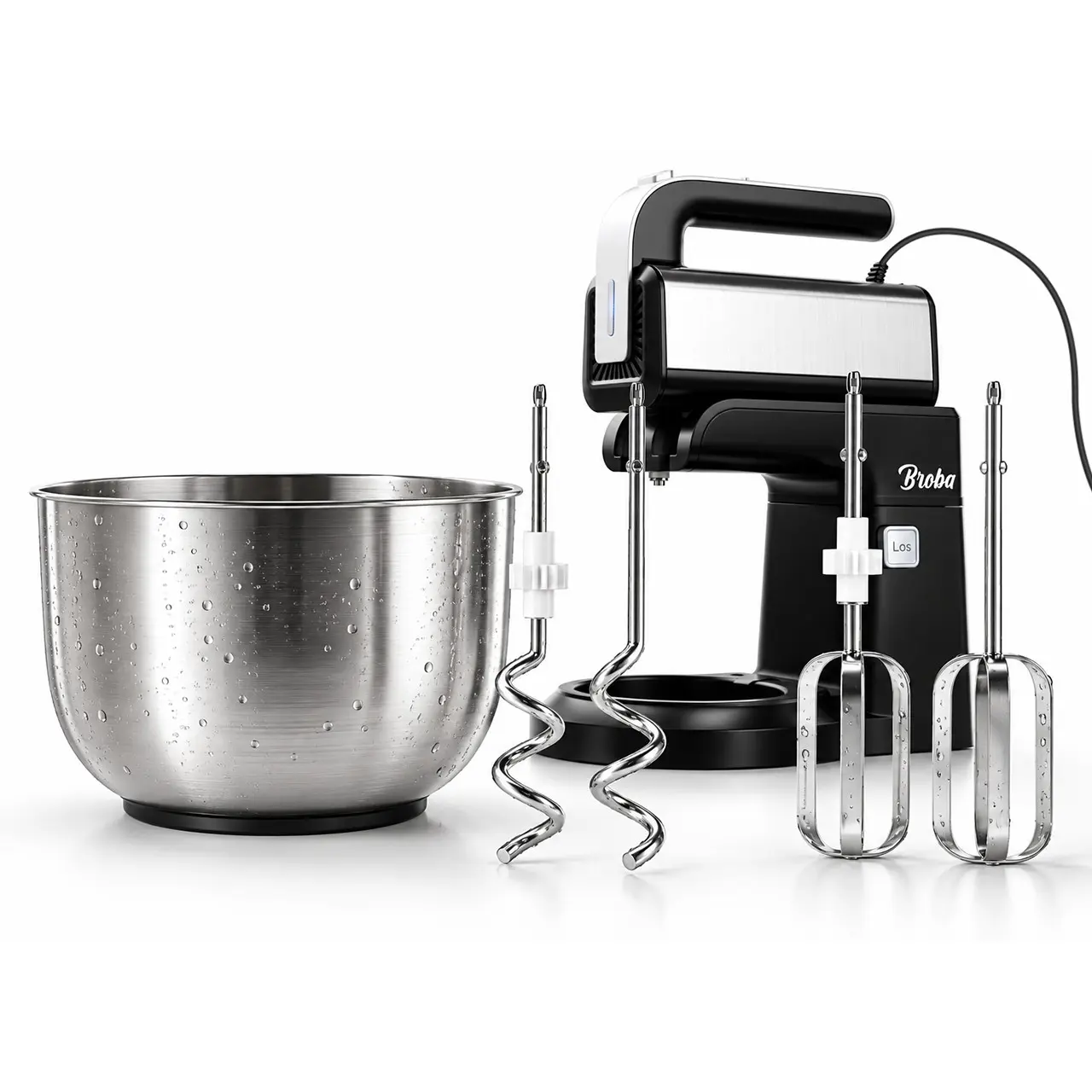 Zwarte handmixer met accessoires