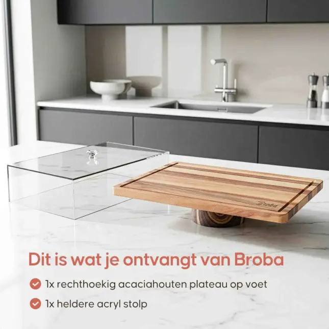 acaciahouten taartplateau met stolp acaciahouten taartplateau met stolp
