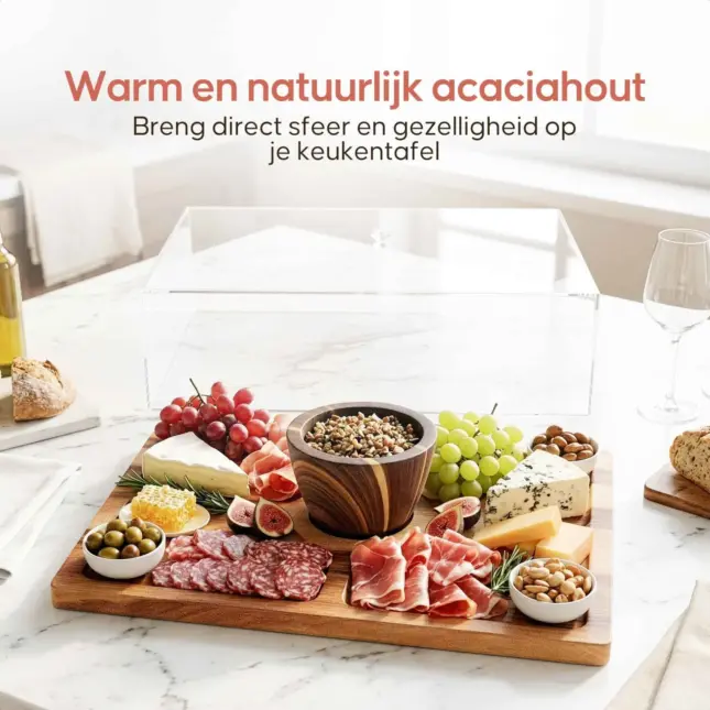 acaciahouten taartplateau met stolp acaciahouten taartplateau met stolp
