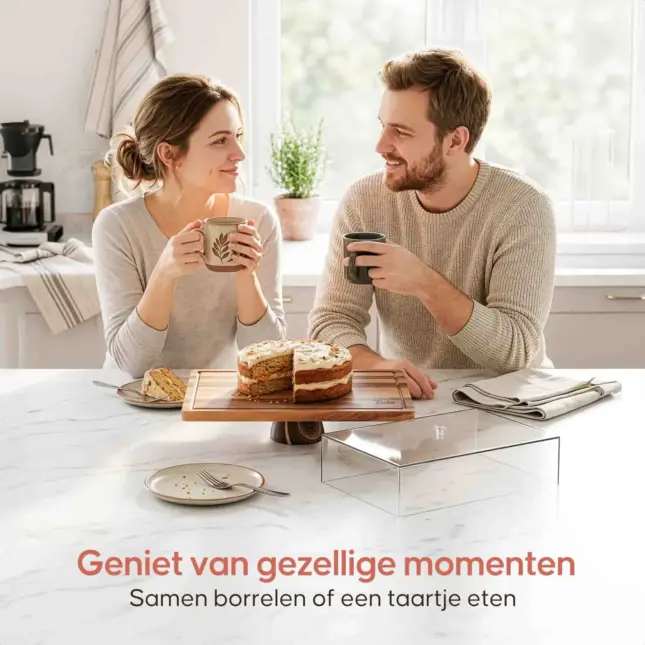 acaciahouten taartplateau met stolp acaciahouten taartplateau met stolp