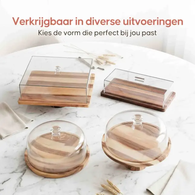 acaciahouten taartplateau met stolp acaciahouten taartplateau met stolp