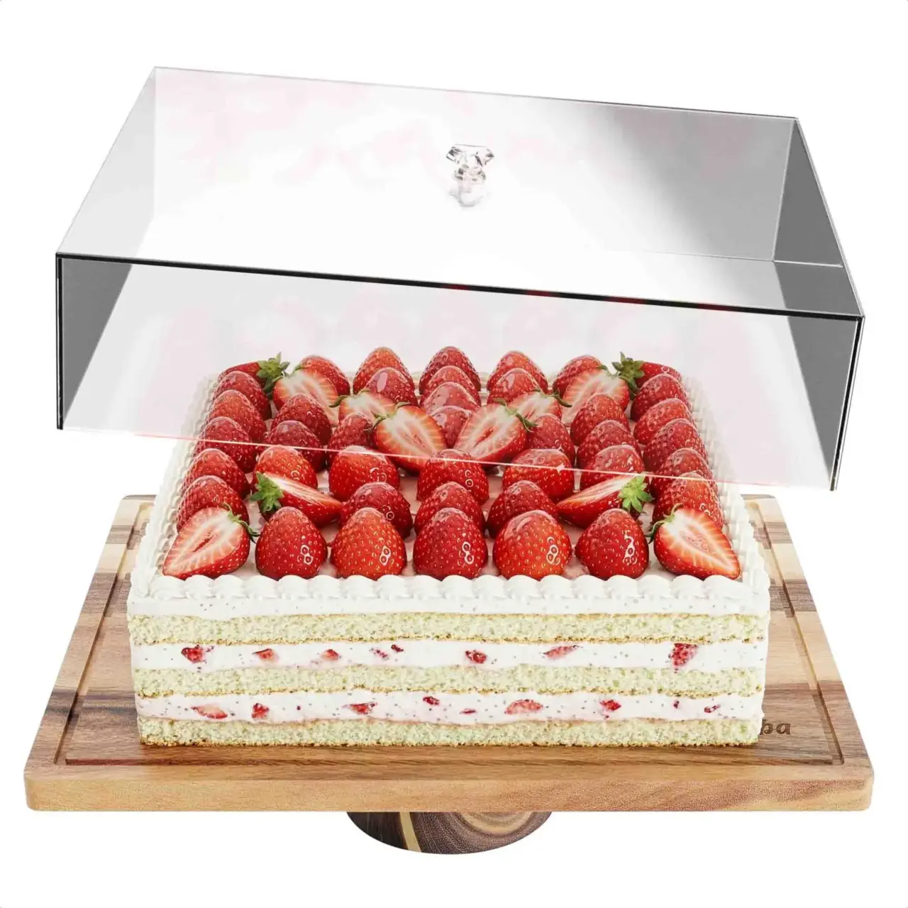 acaciahouten taartplateau met stolp