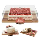 acaciahouten taartplateau met stolp