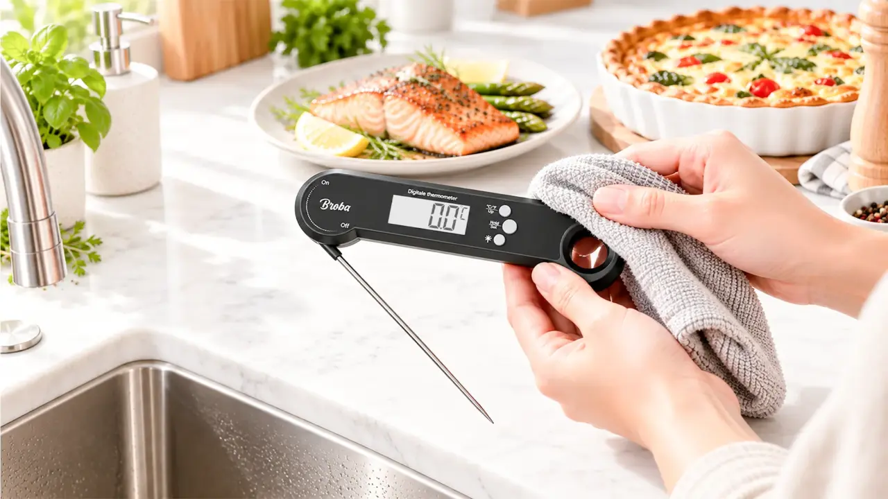 Hoe schoon ik een vleesthermometer?