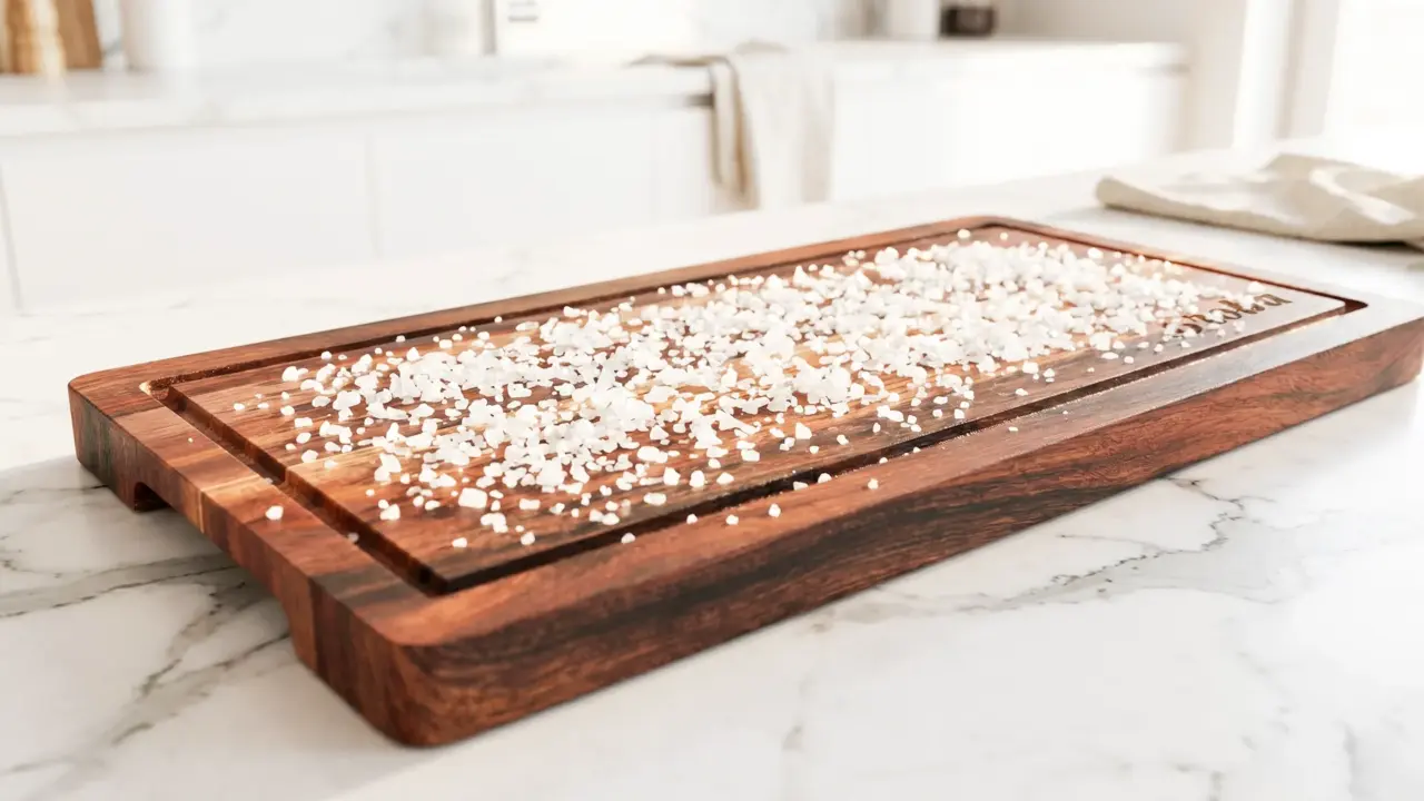 Stap 1: Bestrooi de plank met grof zeezout