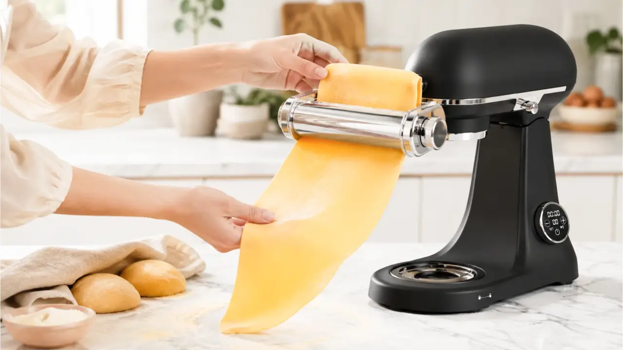 Pasta deeg maken met keukenmachine zo doe je dat Van deegbal naar egale vellen: uitrollen met de pastaroller