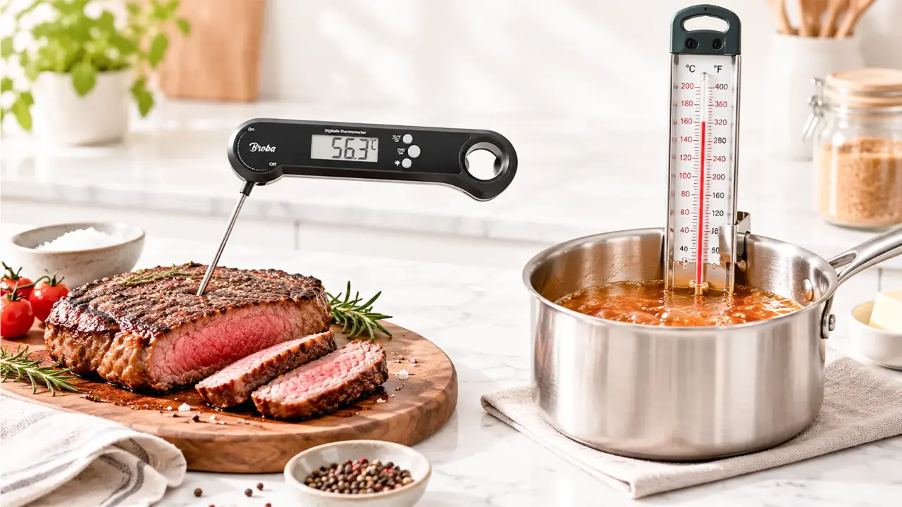 Wat is het verschil tussen een vleesthermometer en een suikerthermometer?